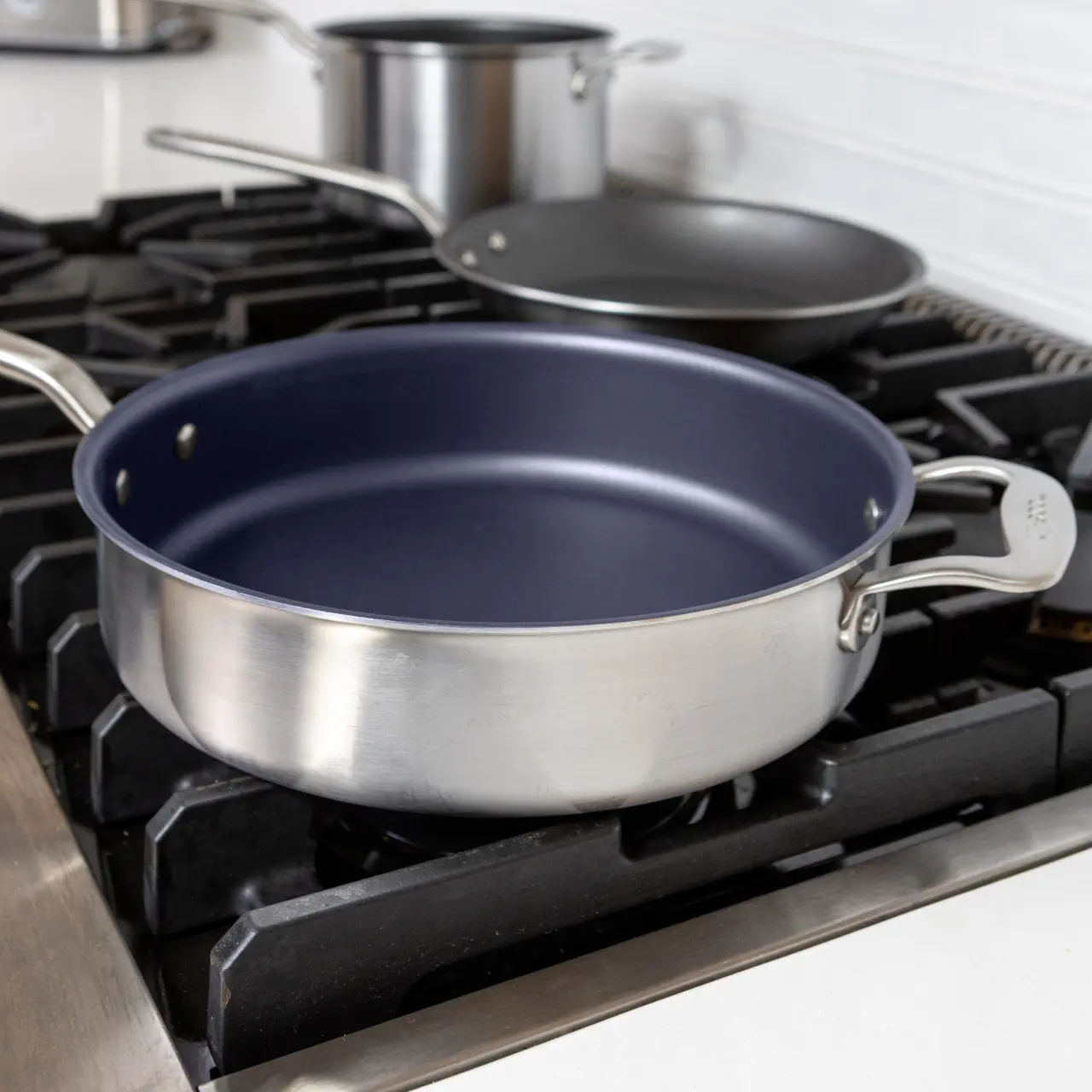 non stick stock pot saute blue