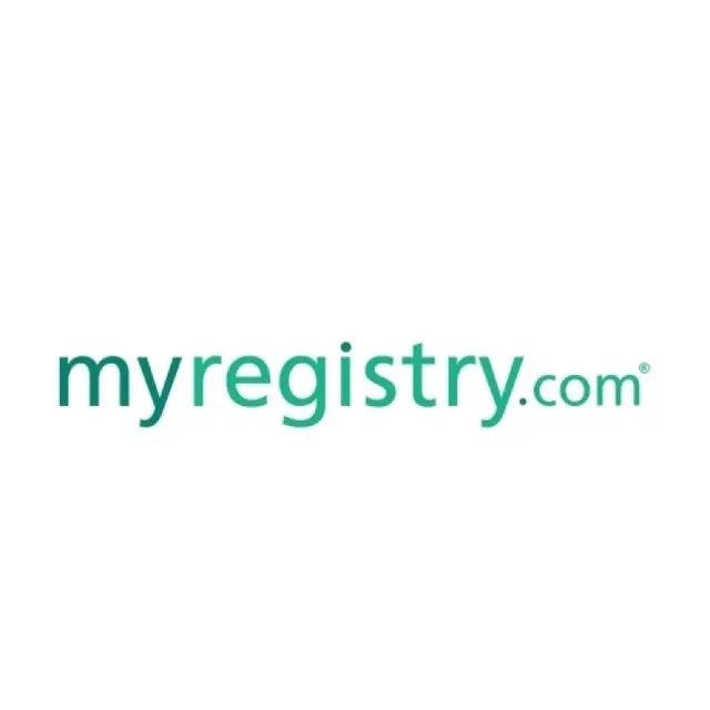 The image displays the logo for "myregistry.com" with stylized turquoise text on a white background.