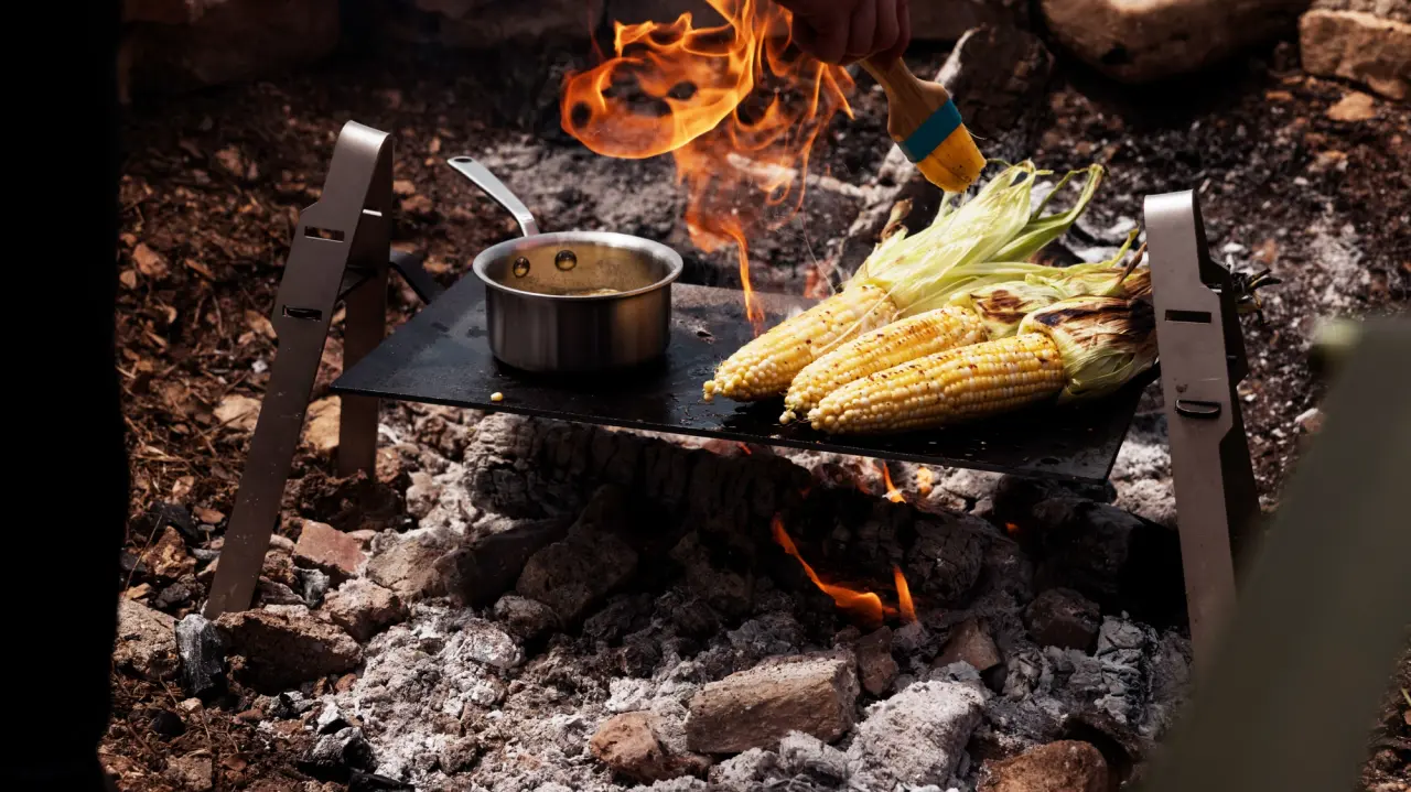 half and half griddle over live fire