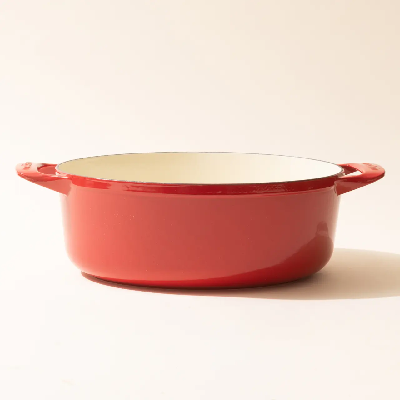 oval dutch oven made in red no lid