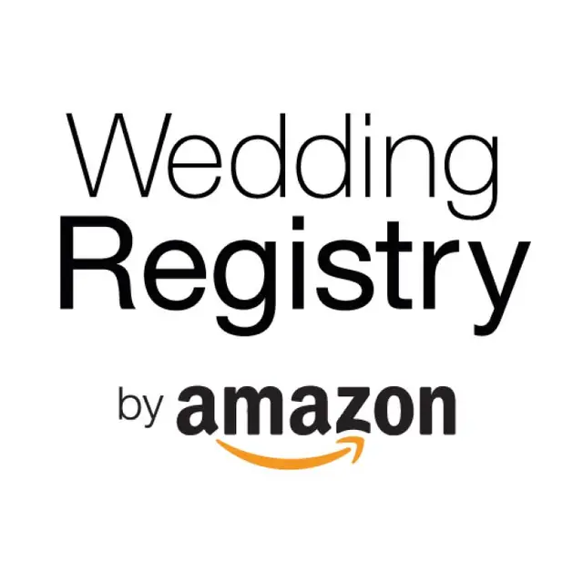 Logo for "Wedding Registry by Amazon" featuring Amazon's smile arrow.