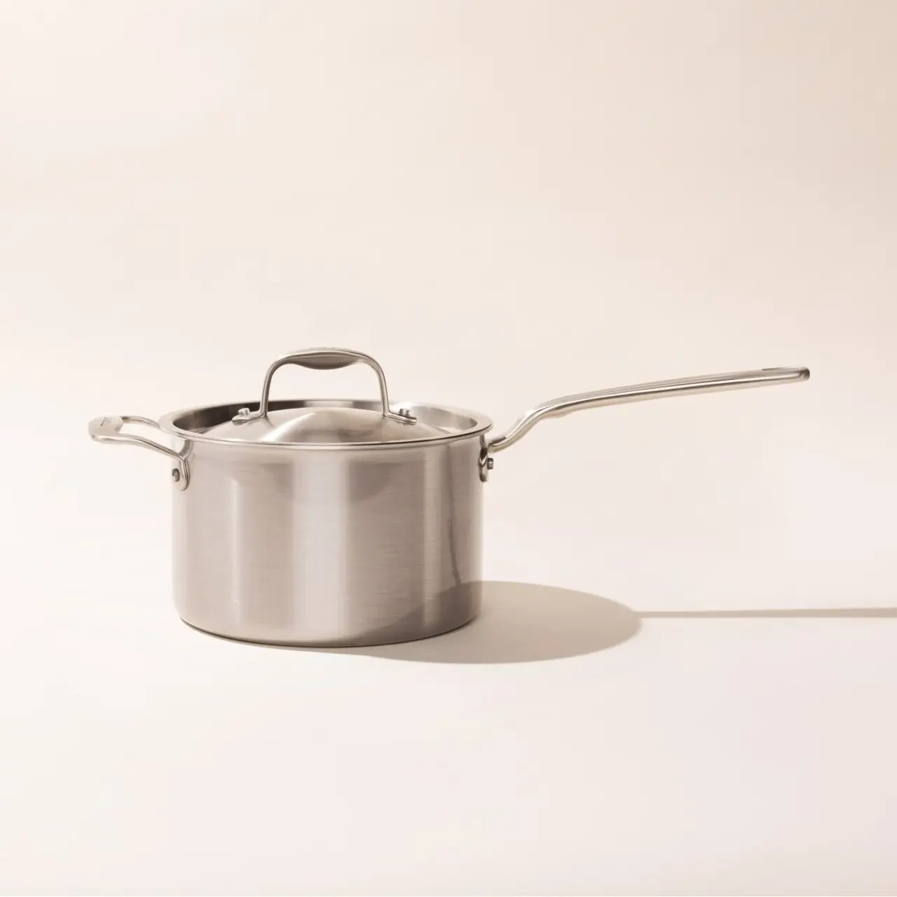 stainless steel 4 qt saucepan side with lid image