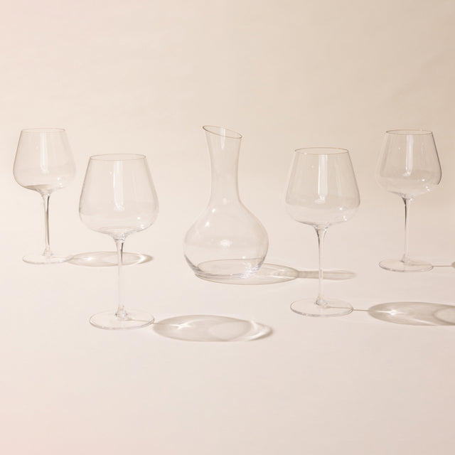 red wine glasses with decanter