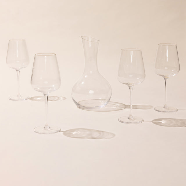white wine glasses with decanter
