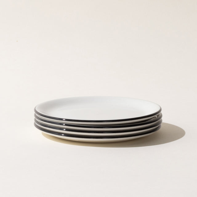 bread and butter plates 4 pack black rim