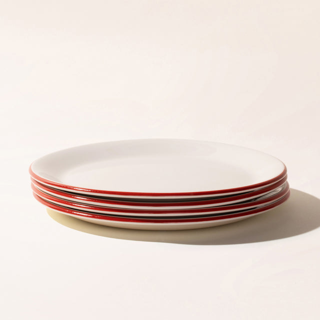 dinner plate 4 pack red rim