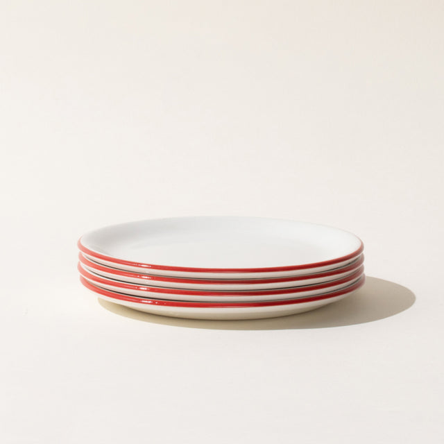 bread and butter plates 4 pack red rim