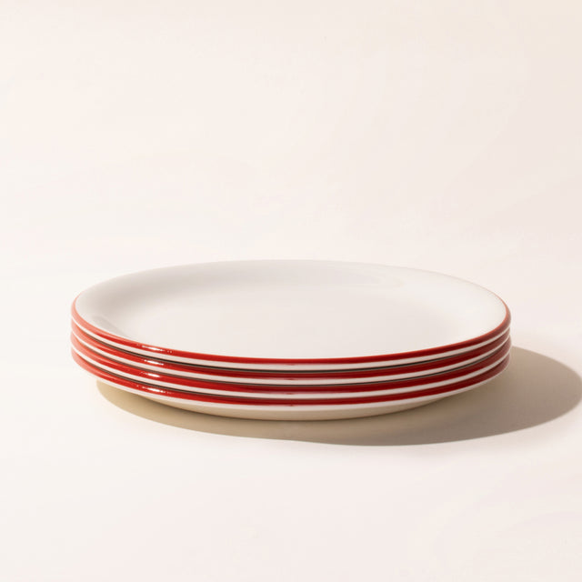 appetizer plates 4 pack red rim